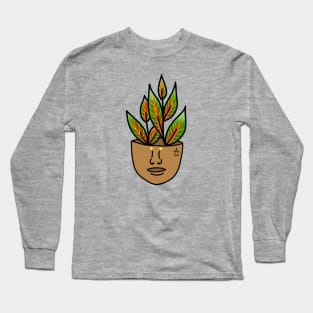 Tropical House Plant Person with Face Tattoo and Piercing Long Sleeve T-Shirt